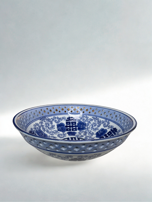 Blue & White Reticulated Porcelain Bowl