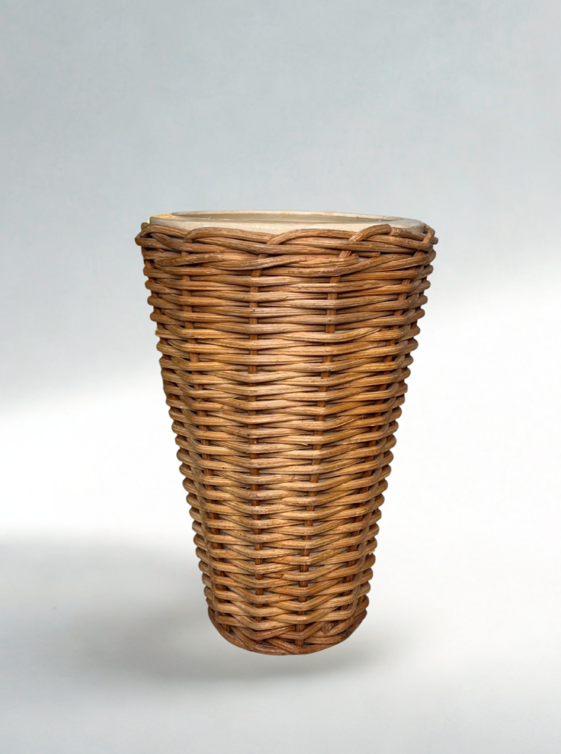 Woven Wicker Vase with Inner Liner