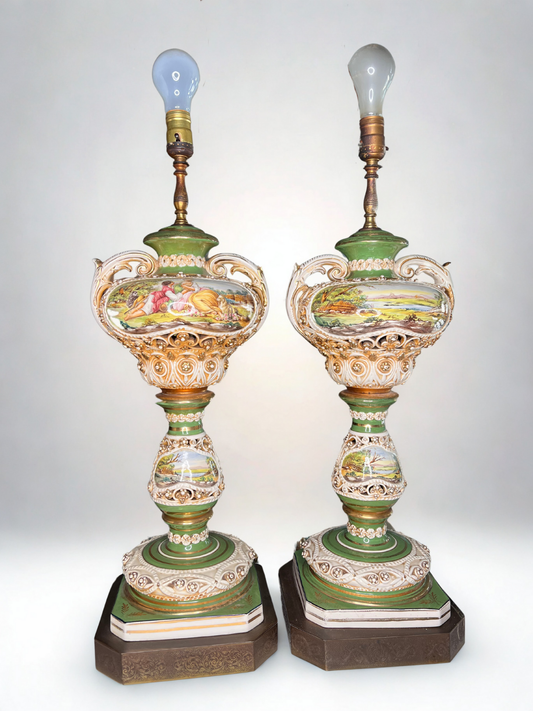 Pair of Baroque Scenic Lamps - 27.5" tall