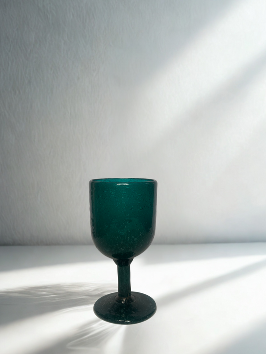 Dark Teal Handblown Goblet