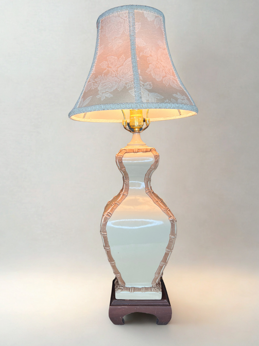 Bamboo-Trim Ceramic Lamp - 29.5" tall