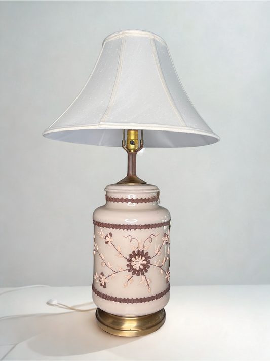 Blush Floral Relief Lamp - 27.5" tall
