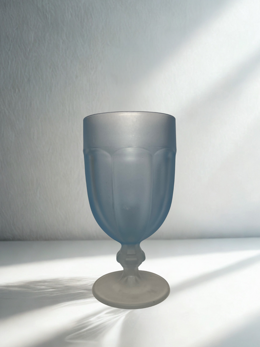 Frosted Blue Fluted Goblet