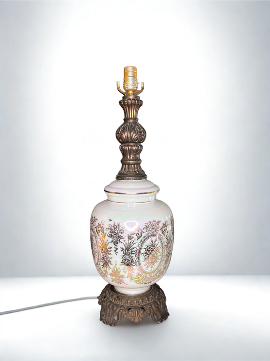 Victorian Lusterware Lamp - 23.6" tall