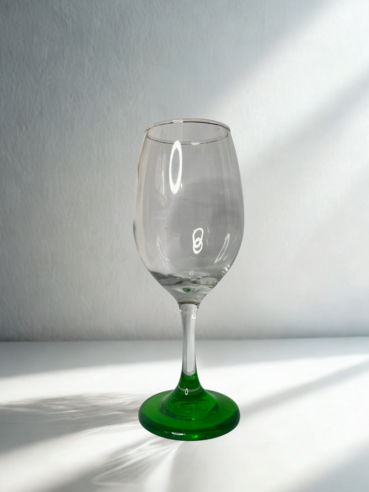 Clear Wine Glass with Green Base