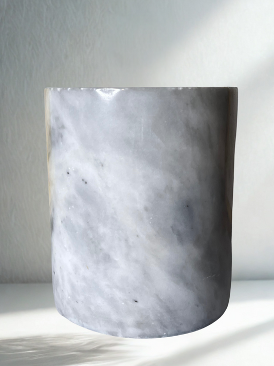 Heavy White and Gray Marble Vase