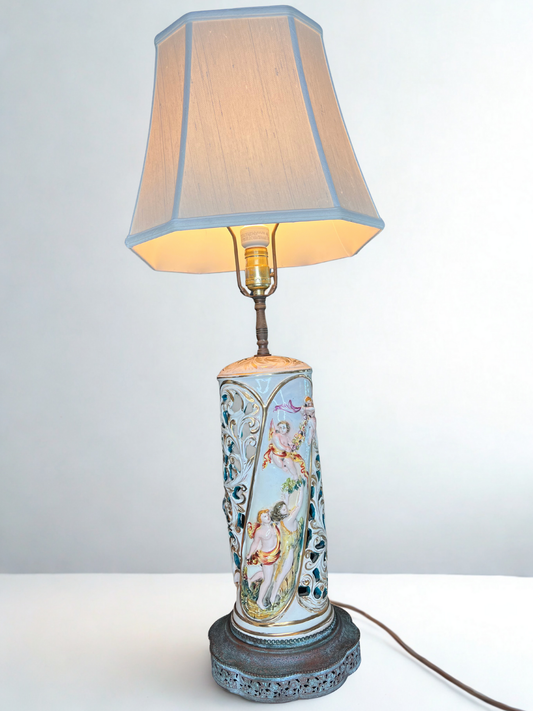 Capodimonte Style Romantic Porcelain Table Lamp – 27.5" tall