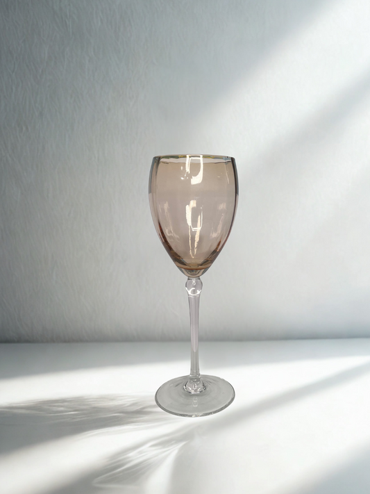Champagne Blush Goblet with Gold Rim