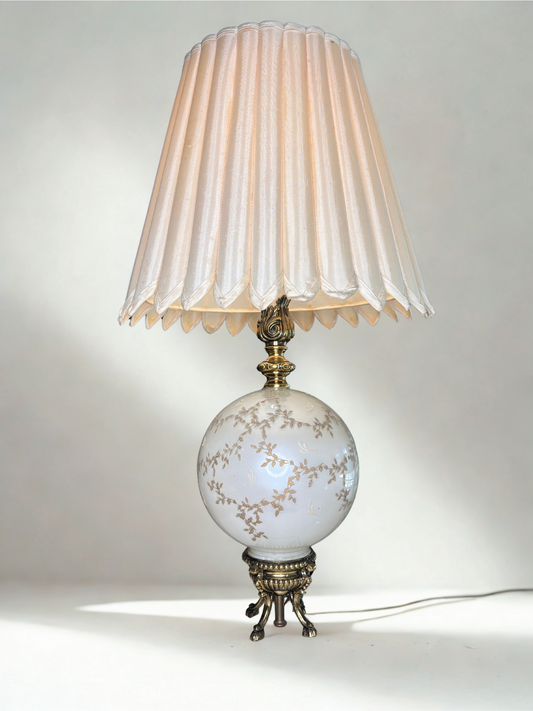 Victorian Globe Table Lamp with Pleated Shade – 22.8" tall