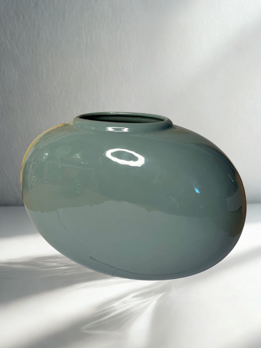 Modern Minimalist Ceramic Vase – Glossy Sage Green