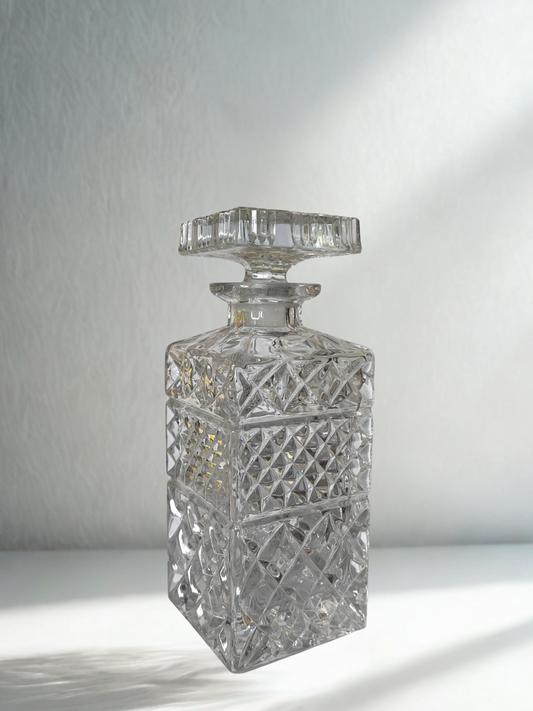 Vintage Cut Crystal Whiskey Decanter with Stopper