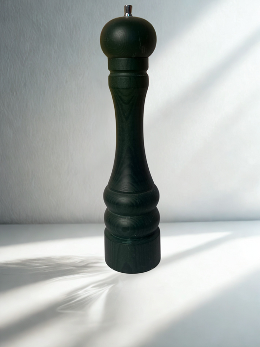 Tall Wooden Pepper Mill – Deep Green Finish