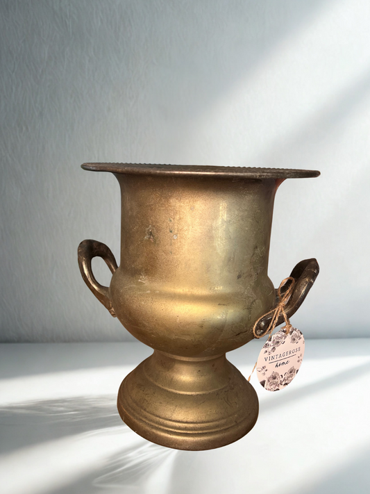 Vintage Brass Urn Vase with Handles – Patina Finish