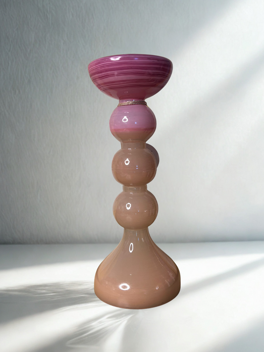 Two-Tone Pink Glass Candle Holder