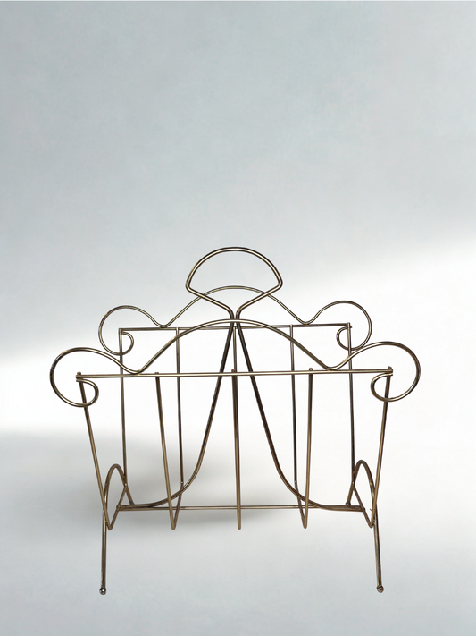 Vintage Mid-Century Brass Wire Magazine Rack