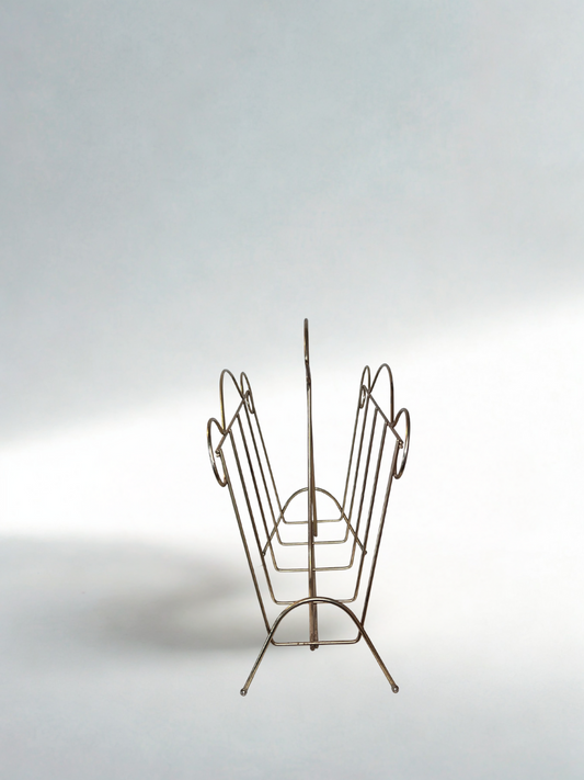 Vintage Mid-Century Brass Wire Magazine Rack