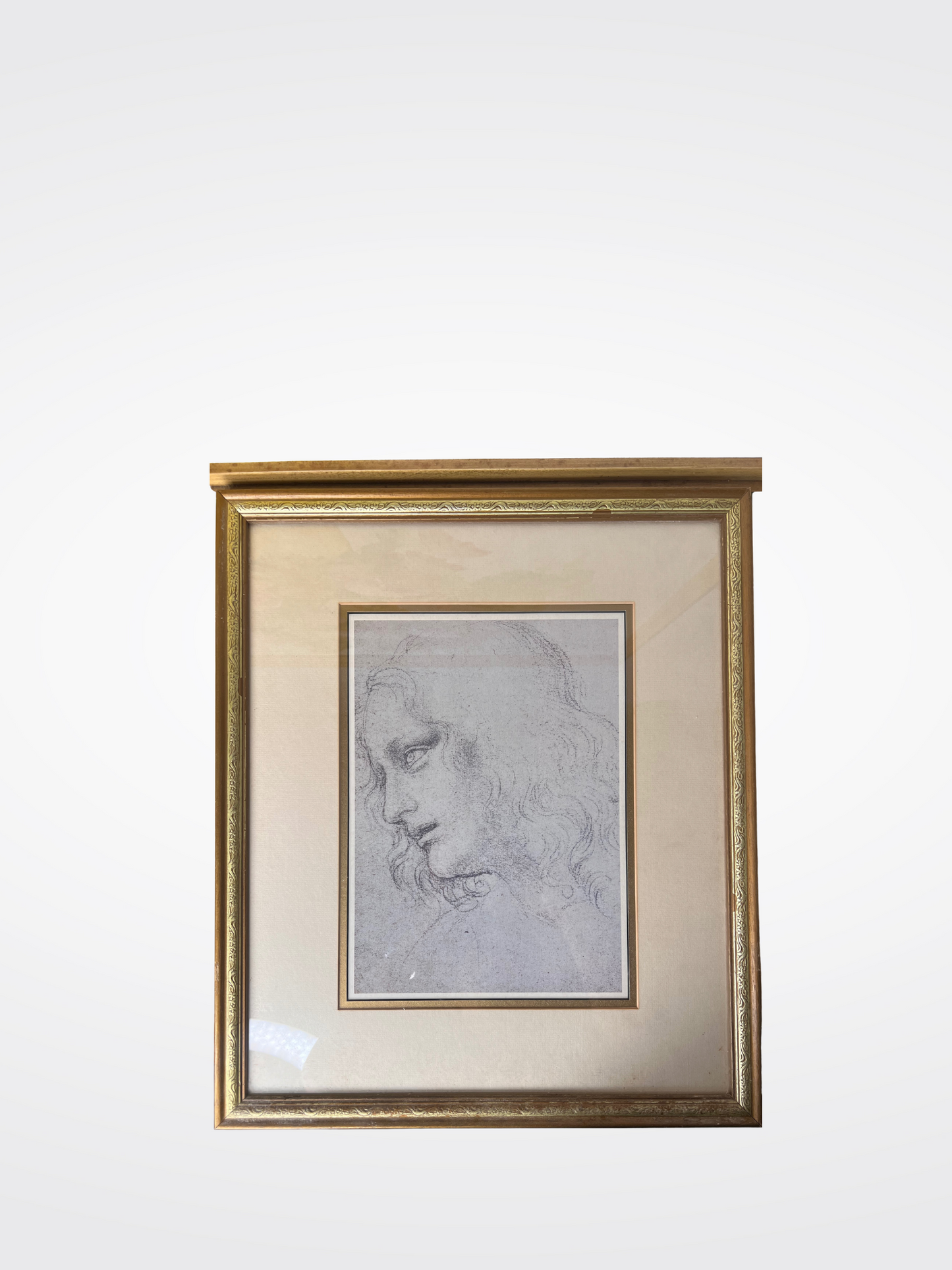Framed Leonardo da Vinci Study – Vintage Reproduction Sketch Print