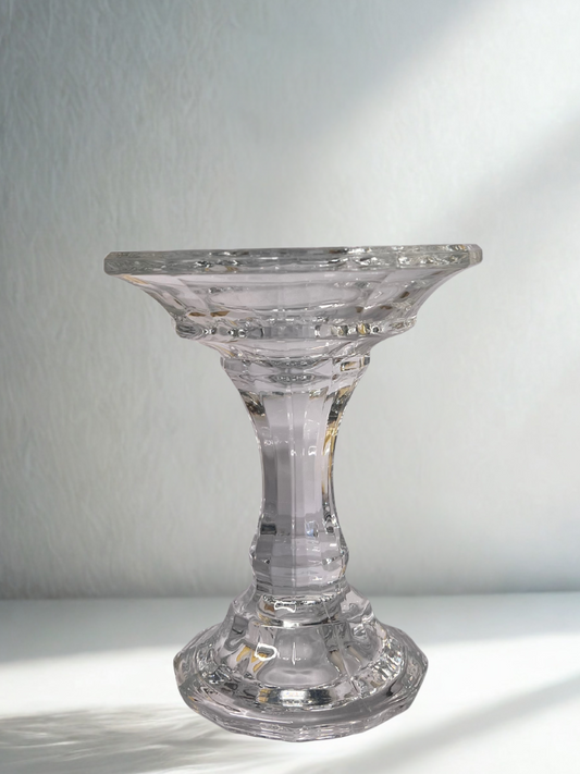 Vintage Crystal Taper Candle Holder – Faceted Pedestal Base