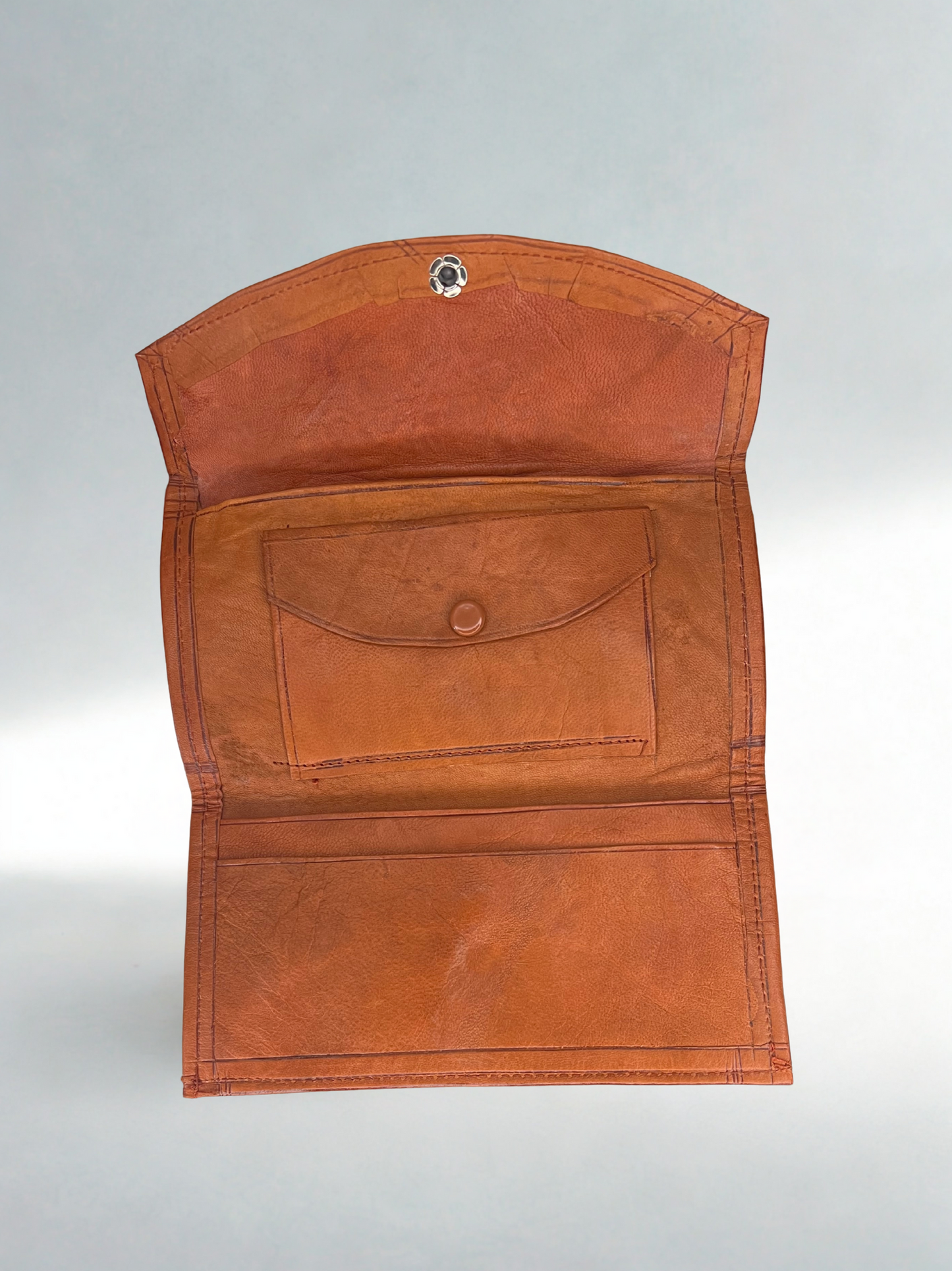 Vintage Tooled Leather Wallet – Floral Motif