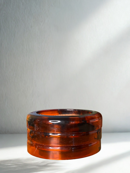 Vintage Amber Lucite Drink Coaster – Mid-Century Modern Style Set of 3