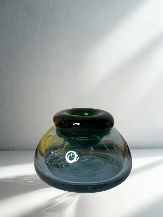 Handblown Art Glass Vase – Green & Blue Swirl
