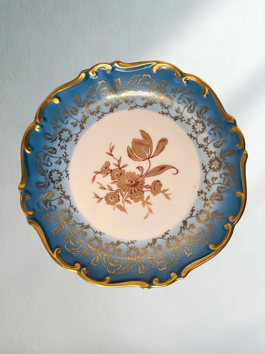 Vintage Blue and Gold Ornate Decorative Plate – 8"