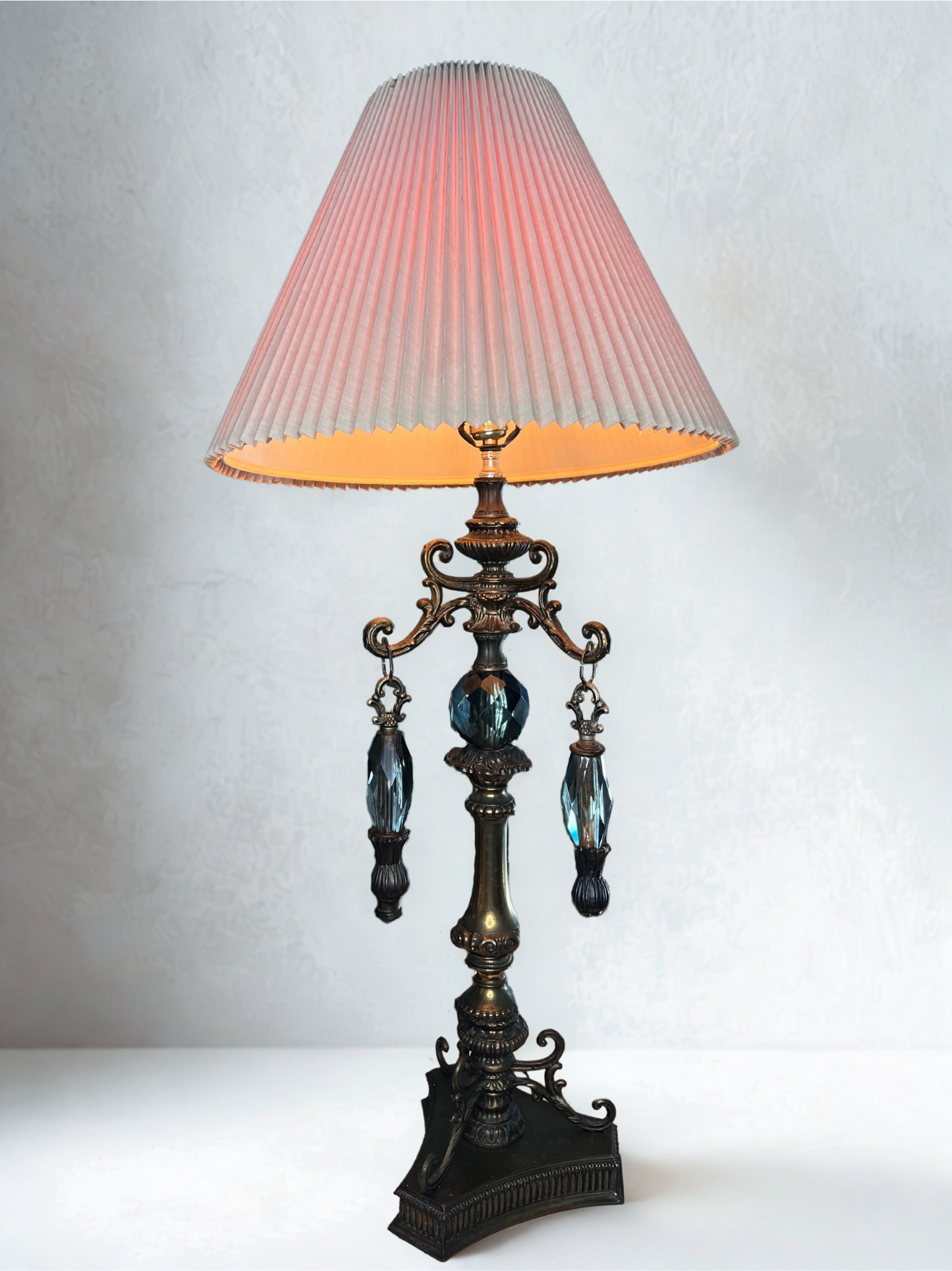 Blue Crystal Drop Table Lamp - 40.1" tall