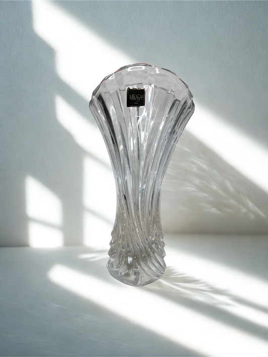 Mikasa Crystal Swirl Vase – Sculptural Cut Glass