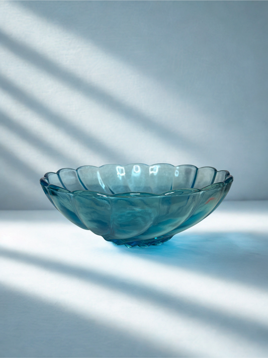 Vintage Hazel Atlas Capri Blue Swirl Glass Bowl