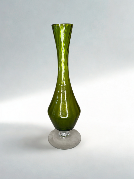 Tall Emerald Green Pedestal Vase