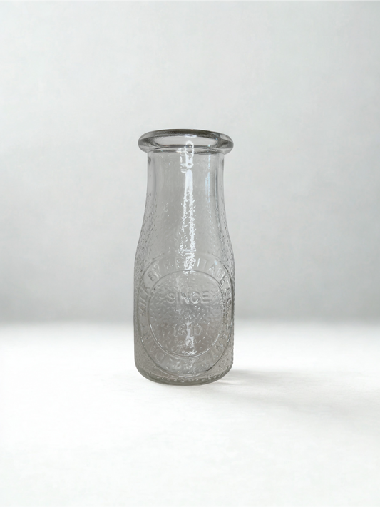 Vintage-Style Glass Milk Bottles – 6.7" Tall