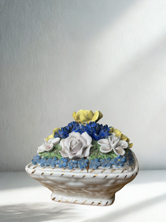 Vintage Porcelain Floral Arrangement Box – Handcrafted Flower Bouquet