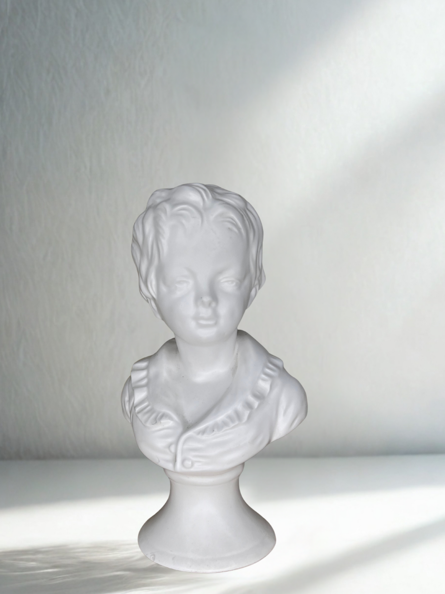 Vintage White Ceramic Bust – Neoclassical Child Sculpture