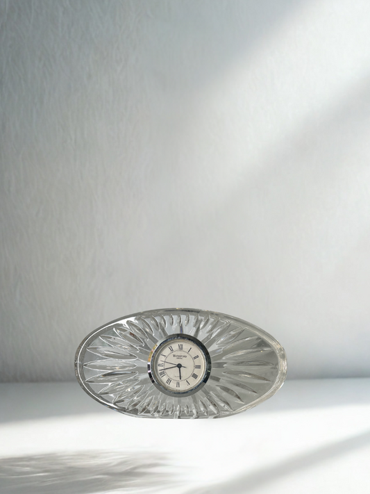 Waterford Crystal Desk Clock – Oval Cut Sunburst Design